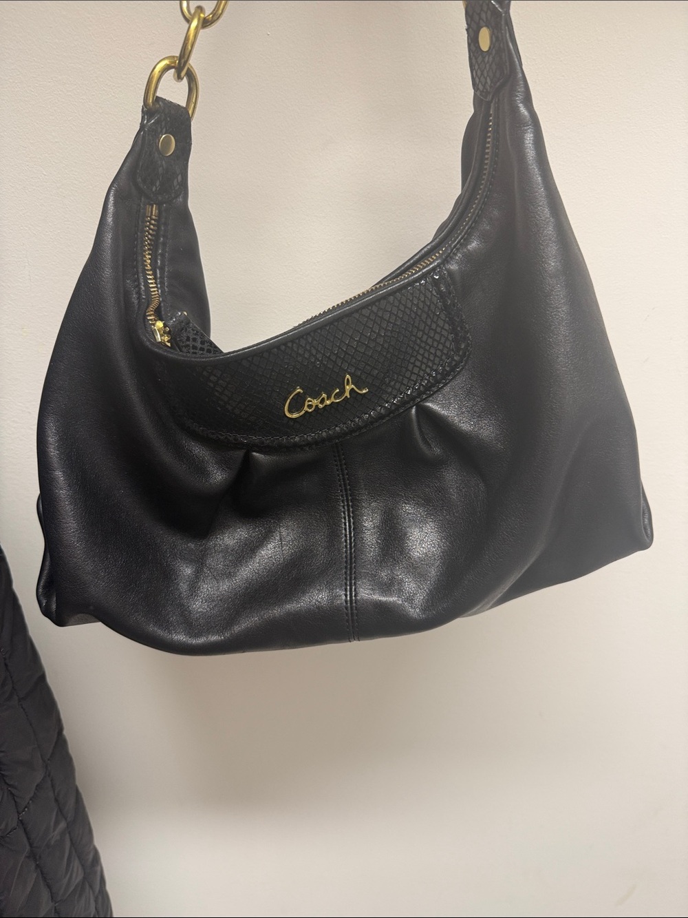Coach Ashley Leather Hippie Hobo Bag F20114 Black